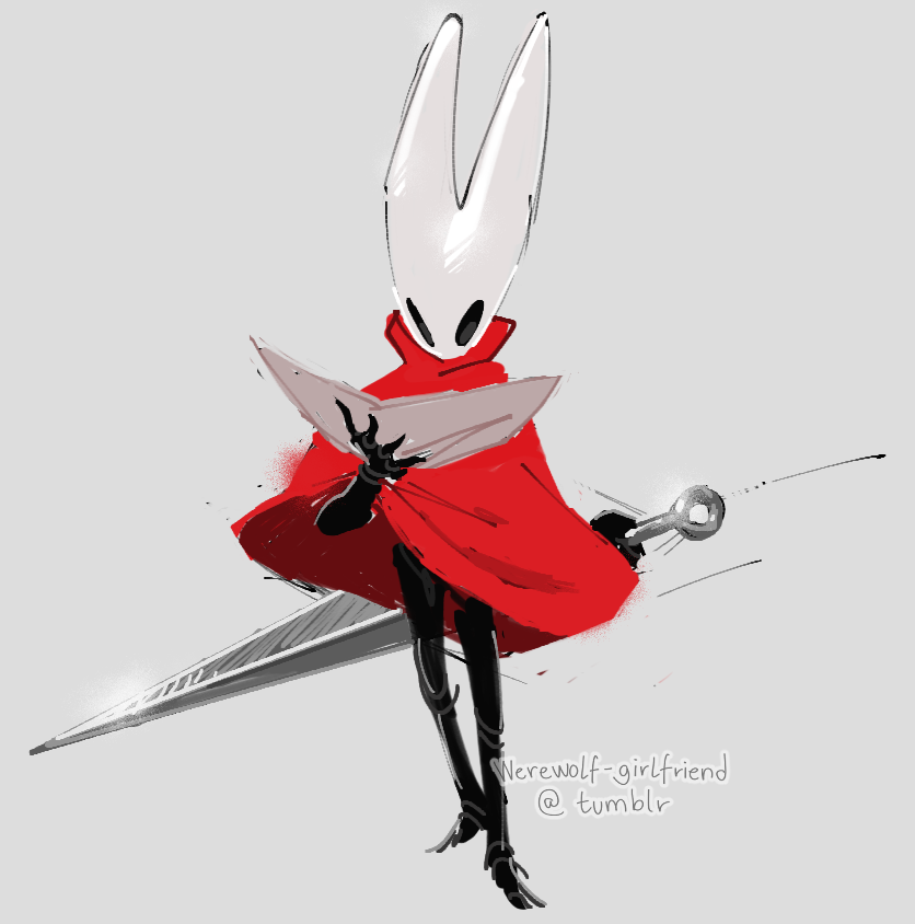 Digital doodle of Hornet from Hollow Knight.